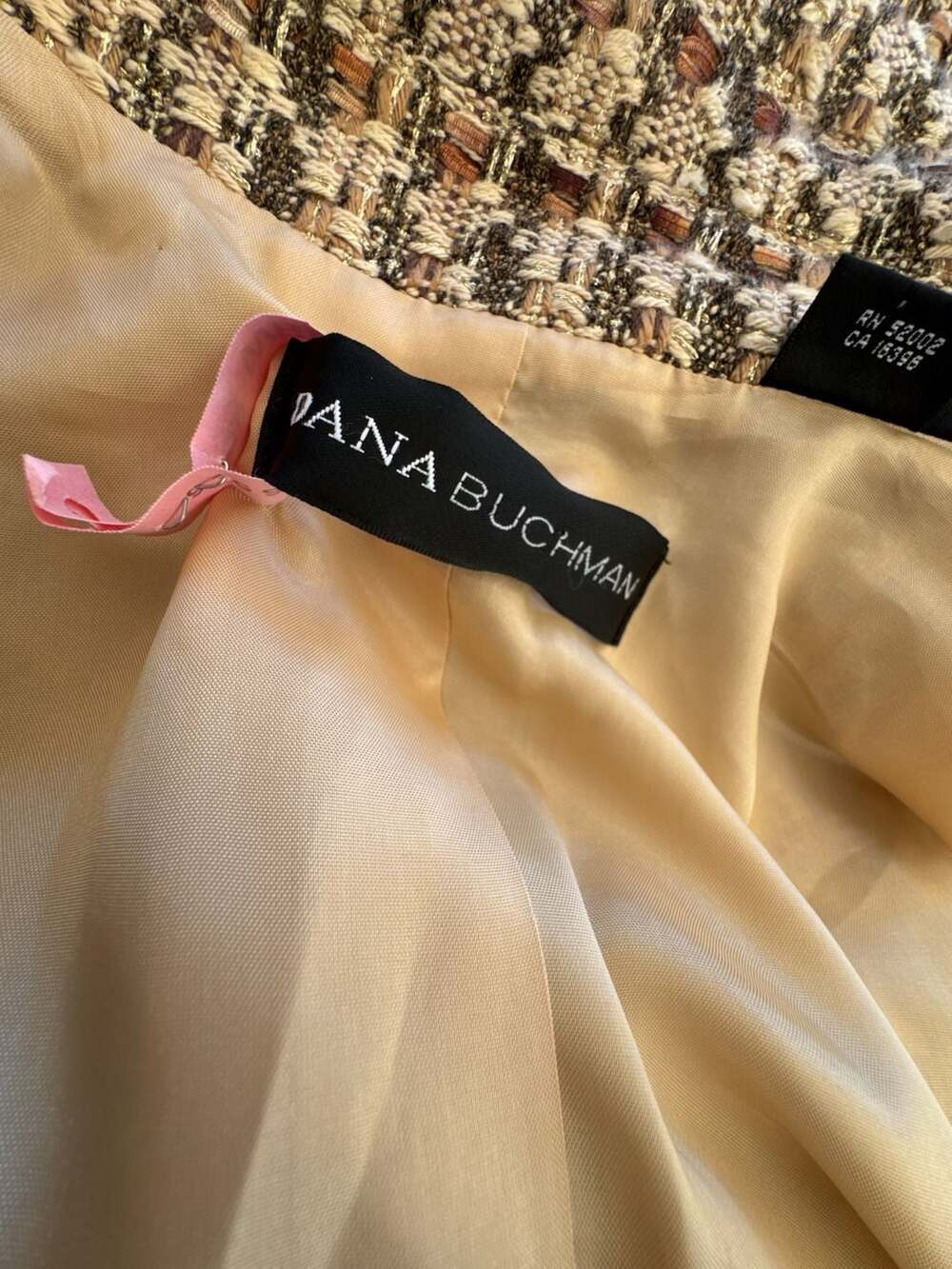 Vintage 80's Dana Buchman Yellow Linen & Silk Jacket - Size 14 - ,